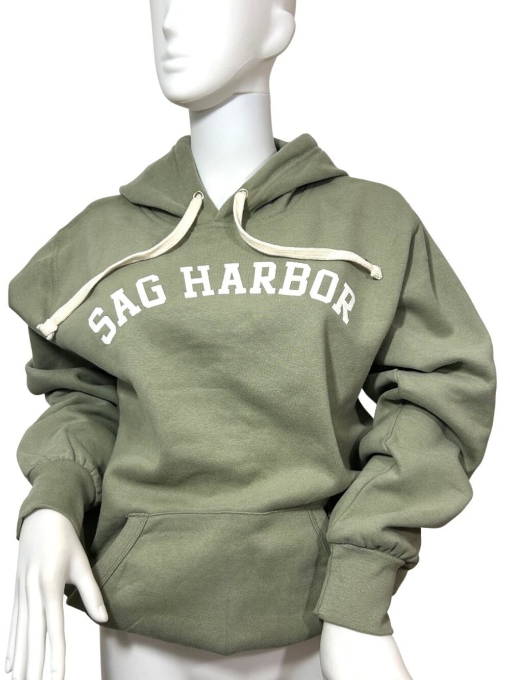 Sag Harbor Women’s Hoodie Sweatshirt S Sage Green Drawcord Logo Vintage Fleece